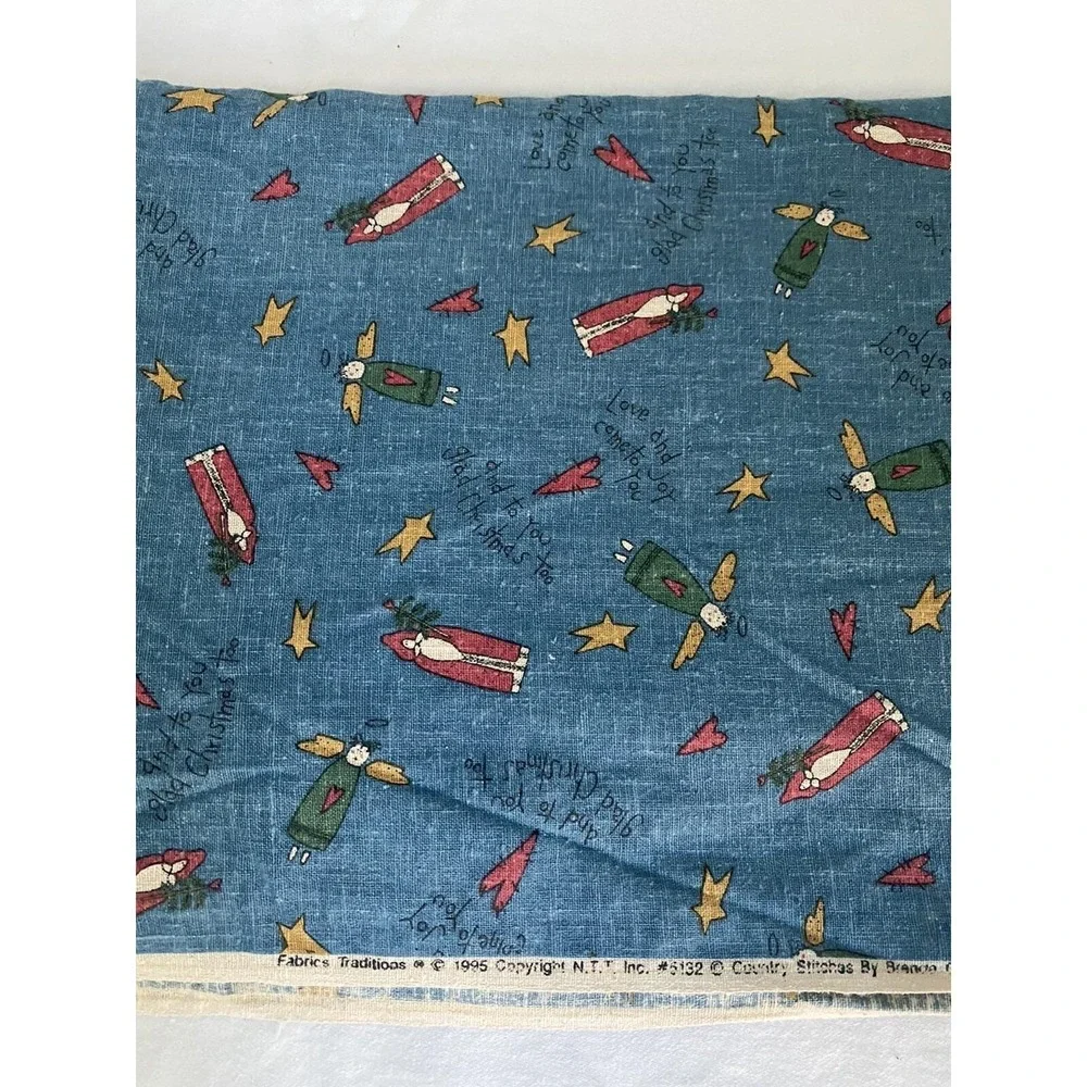 Country Stitches Christmas Cotton Fabric 1995 Brenda Gervais 96 X‎ 43.5